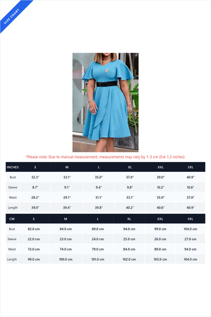 Flutter Sleeve Draped Pleated A-Line Dress Lavish Daily