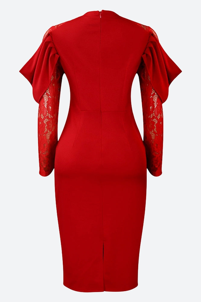 Elegant Lace Slim Fit Patchwork Sexy Dress Lavish Daily