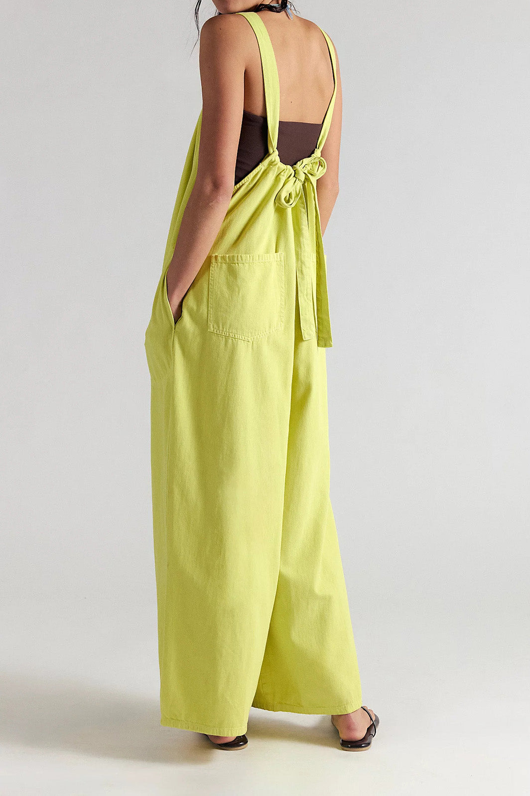 Slouchy Tie-Back Wide Leg Denim Jumpsuit Lavish Daily