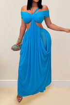 Off-Shoulder Cutout Maxi Dress Lavish Daily