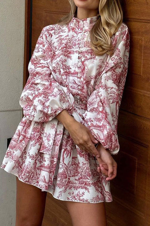 Illustration Print Mini Dress Lavish Daily