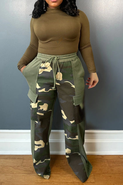 Drawstring Wide-Leg Printed Pants Lavish Daily