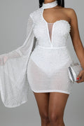 Mesh Diamond Rhinestone Mini Dress Lavish Daily