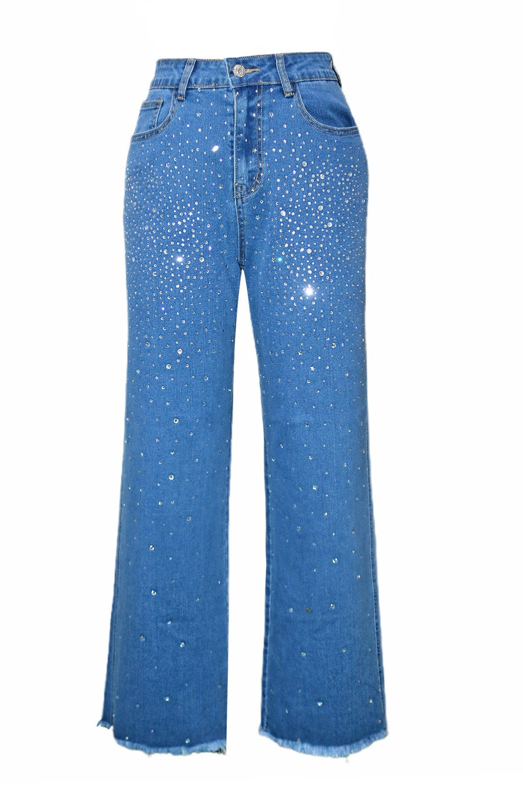 Blue Rhinestones Jeans Lavish Daily
