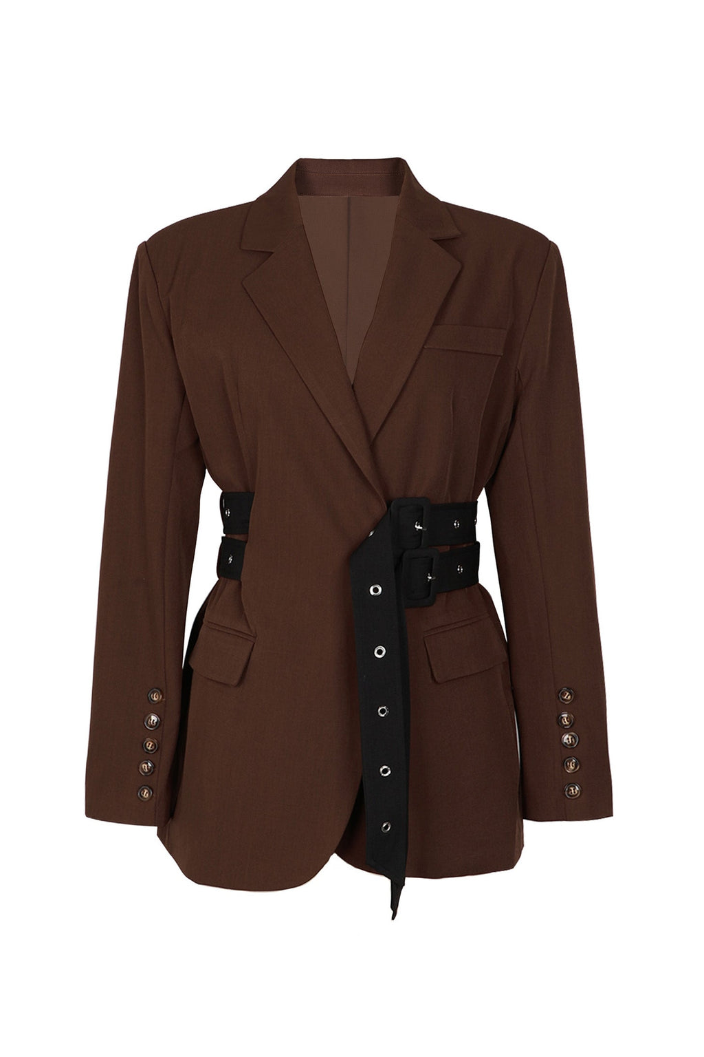 Double Side Belted Blazer Lavish Daily