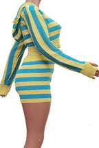 Striped Knit Hoodie Shorts Set Lavish Daily