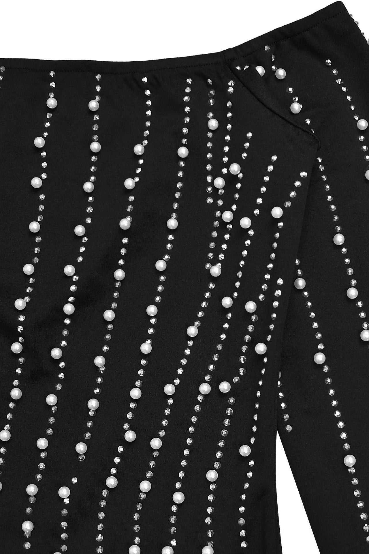 Elegant Long-Sleeve Strapless Rhinestone Dress Lavish Daily