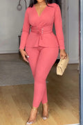 Deep V Neck Long Sleeve Two Pieces Lavish Daily