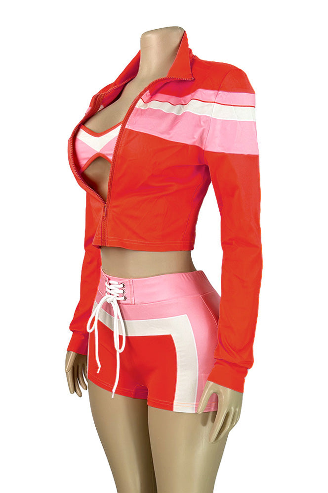 Printed Tie Front Crop Top and Shorts Set Lavish Daily