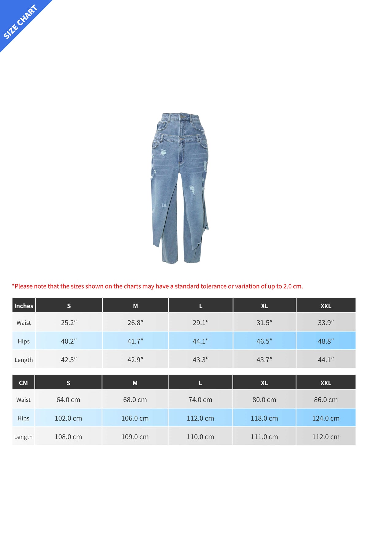 Double-Waistband Asymmetric Distressed Jeans Lavish Daily