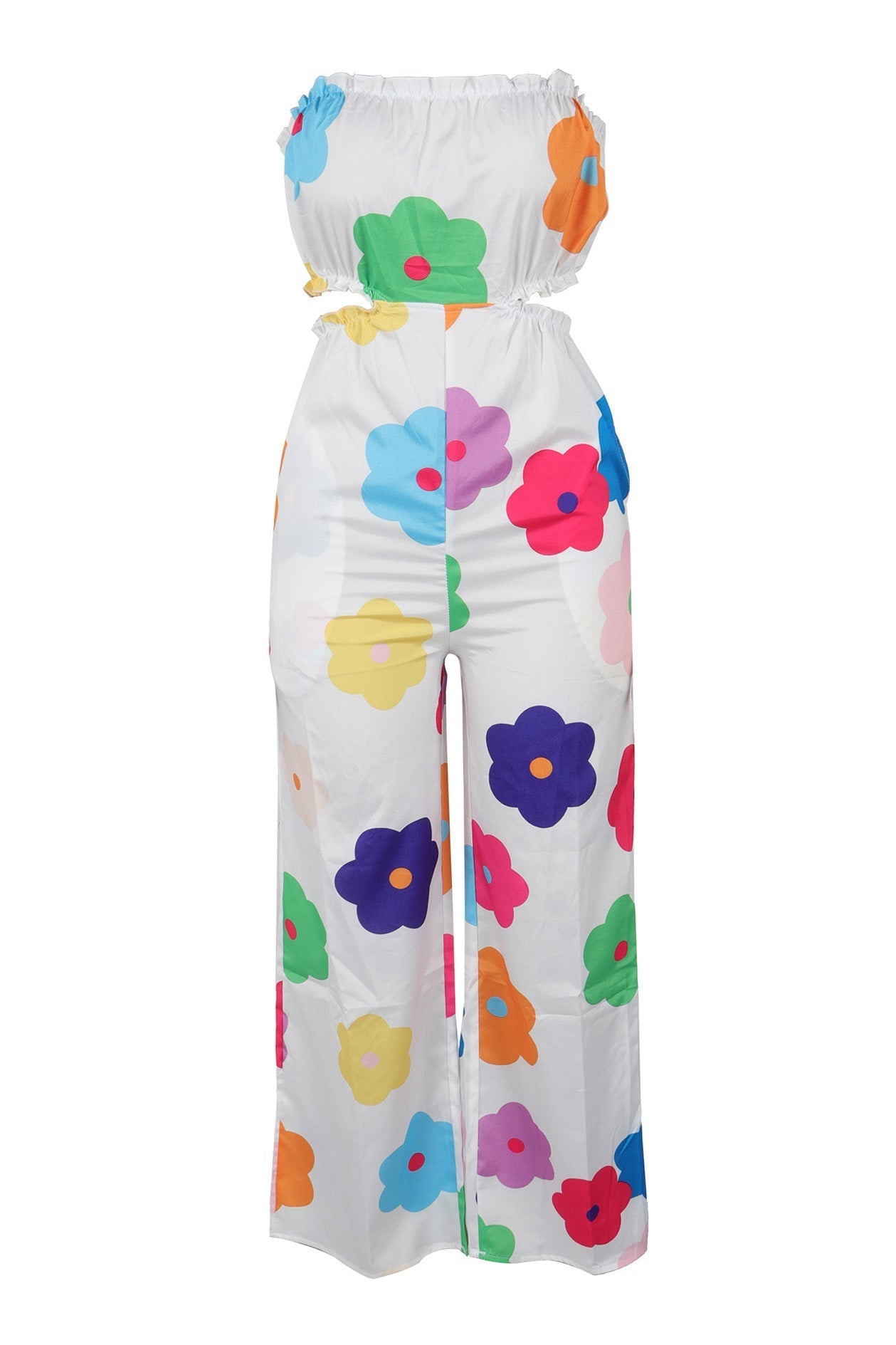 Strapless Printed Wide-Leg Jumpsuit Lavish Daily