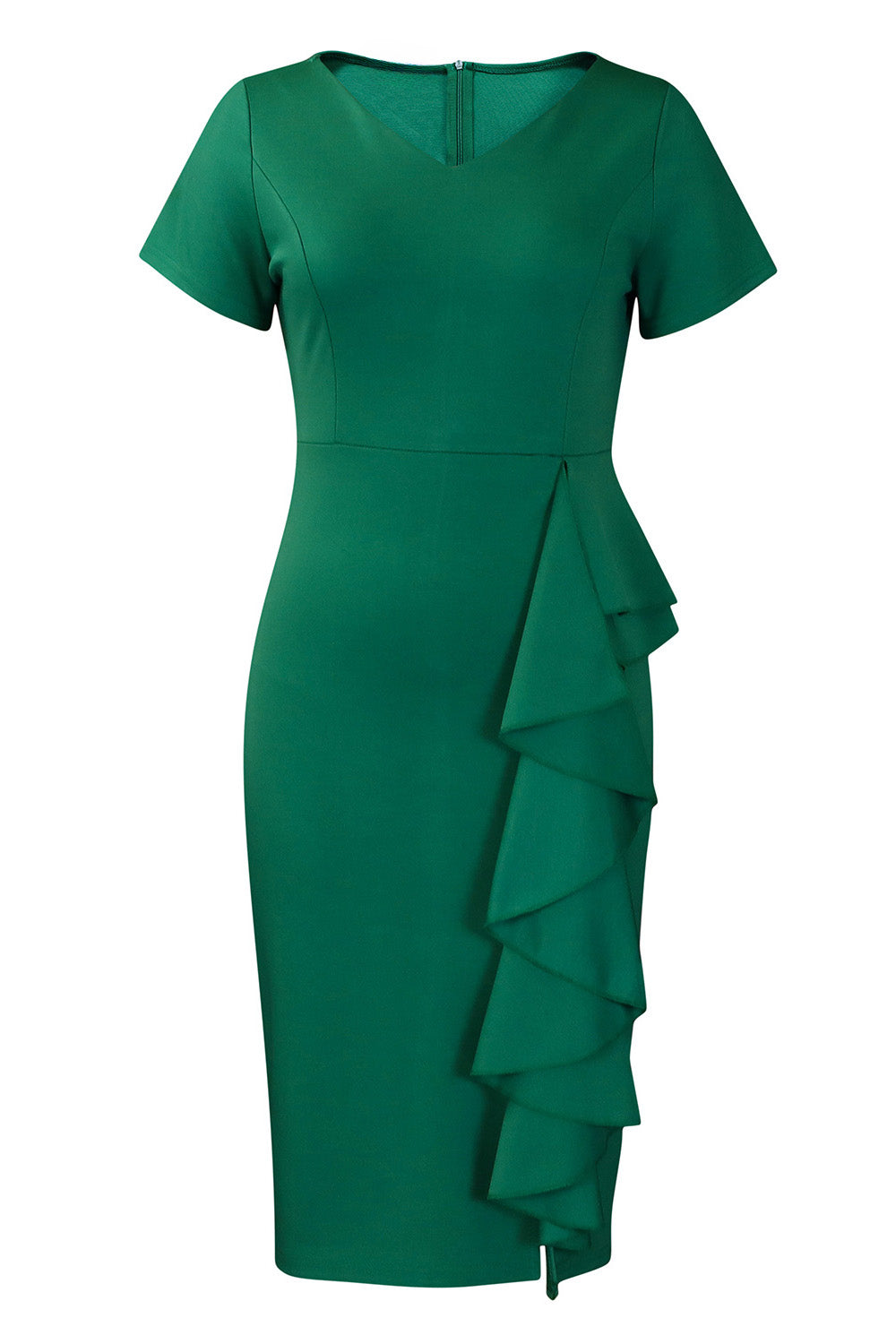 Solid Color Hip Ruffled High-Waisted Dress Lavish Daily