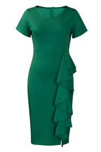 Solid Color Hip Ruffled High-Waisted Dress Lavish Daily