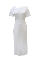 Pleated Flounce Sleeve Slim Fit Dress Lavish Daily