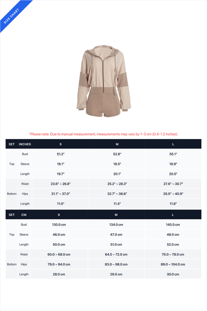 Contrast-Panel Zip Hoodie & Shorts Set Lavish Daily