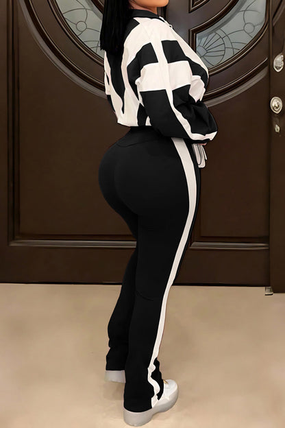 Plus Size Two-Tone Zip Up Set Lavish Daily