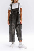 Loose Fit Distressed Denim Overalls Lavish Daily