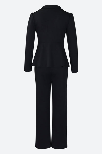 Lapel Blazer & Pants Set Lavish Daily