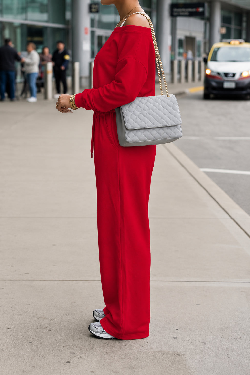 Off-Shoulder Sweatshirt & Wide-Leg Pants Set Lavish Daily