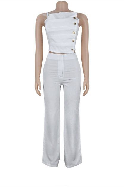 Asymmetrical Button Cami Pant Set Lavish Daily