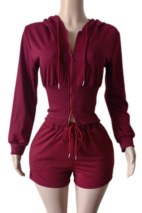 Cropped Zip Hoodie and Shorts Set Lavish Daily