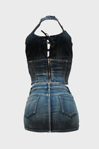 Denim Skirt U-Neck Two-Piece Set Lavish Daily