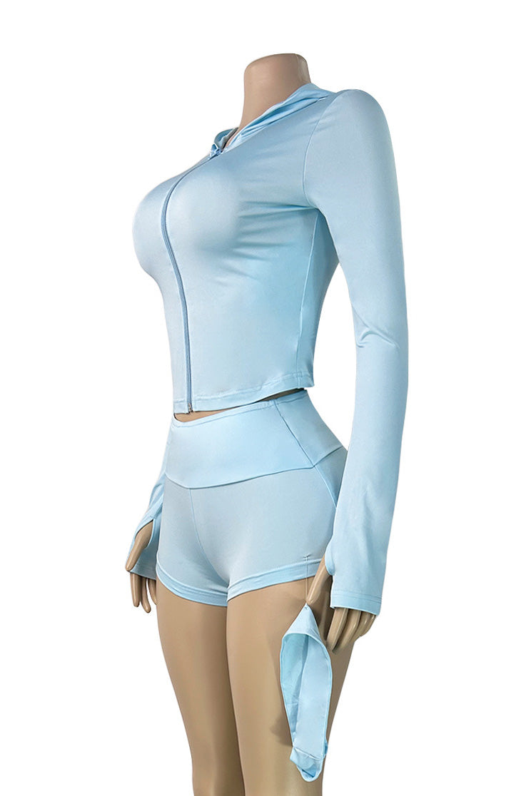 Fitted Zip-Up Jacket & Shorts Set Lavish Daily