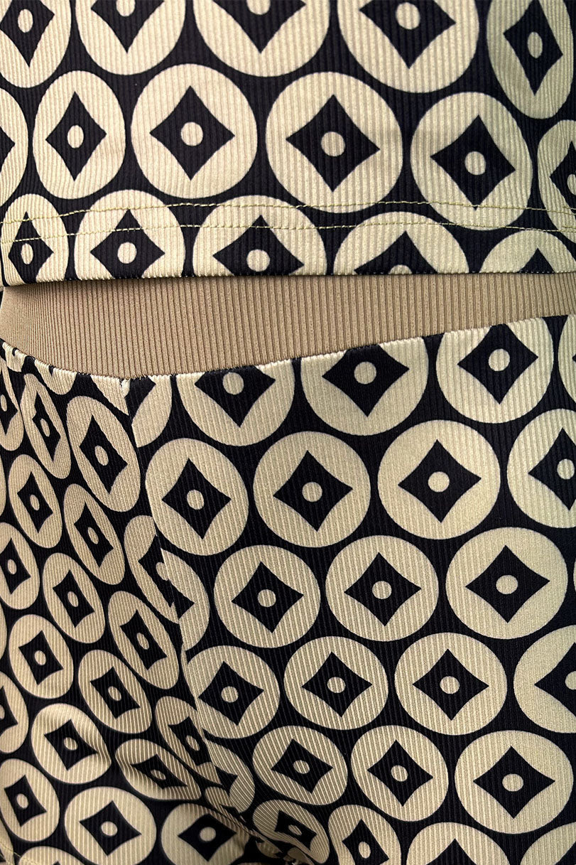 Slim Fit Coin Print Long Sleeve Top & Shorts Set Lavish Daily