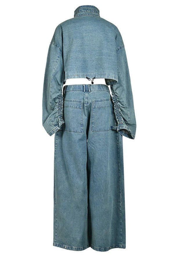 Vintage Washed Denim Two Piece Set Lavish Daily