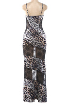 Leopard Print Lace Patchwork Cami Maxi Dress Lavish Daily