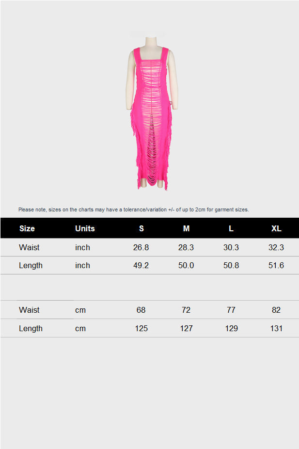 Fringe Ripped Sleeveless Beach Sweater Dress Lavish Daily