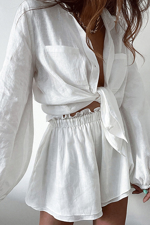 Top Ruffle Shorts Two-piece Casual Fashion Suit Lavish Daily