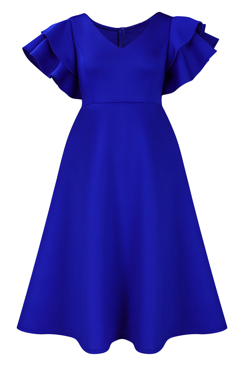 Flounce Sleeve High Waist A-Line Dress Lavish Daily