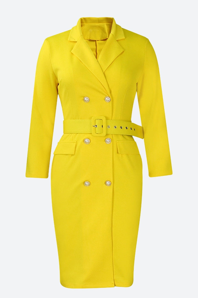 Long Sleeve Double Breasted Midi Dress Lavish Daily