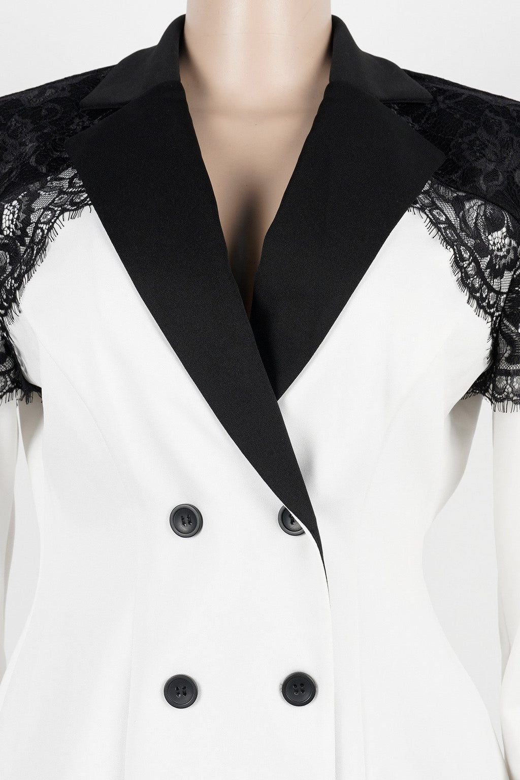 Lace Panel Slim Fit Blazer & Pants Set Lavish Daily