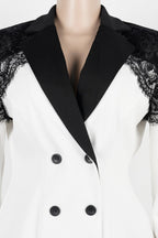 Lace Panel Slim Fit Blazer & Pants Set Lavish Daily