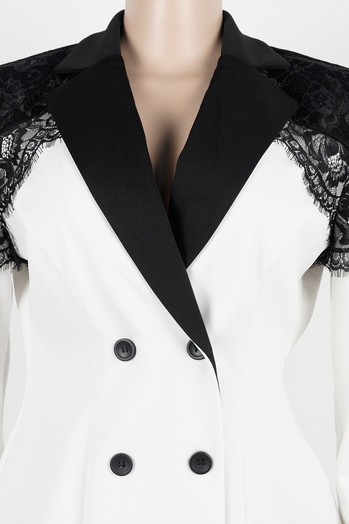 Lace Panel Slim Fit Blazer & Pants Set Lavish Daily