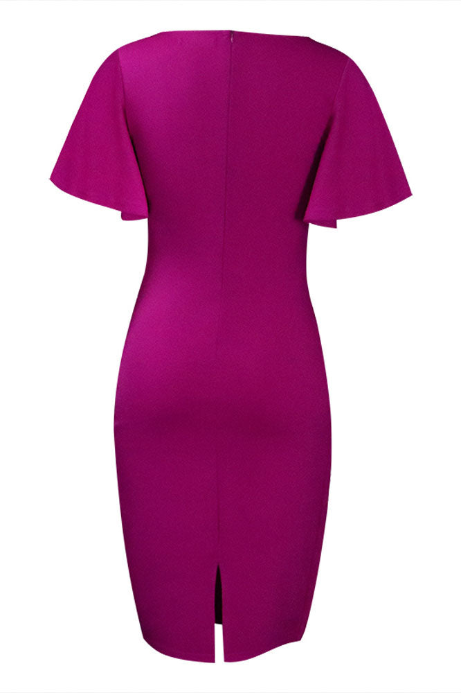 Midi Bodycon Ruffle Sleeve Dress Lavish Daily