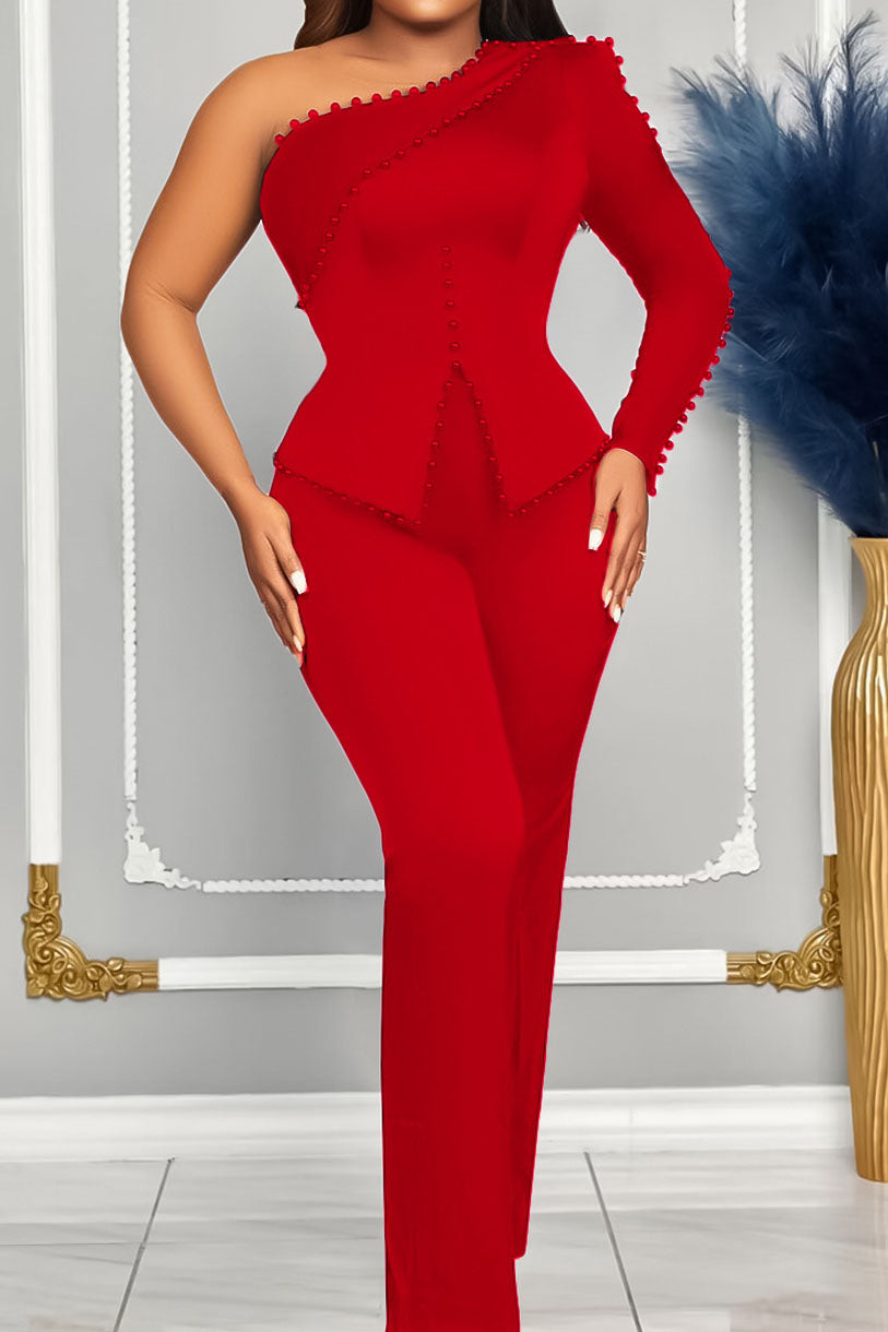 Long Sleeve A-Line Top Straight Leg Pants Matching Set Lavish Daily