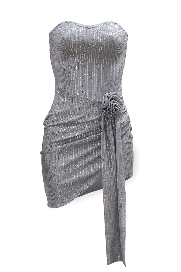 Sequin Strapless Bodycon Party Mini Dress Lavish Daily