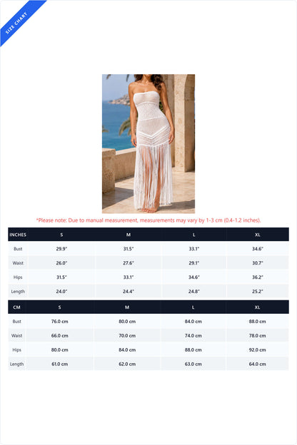 Strapless Crochet Fringe Maxi Dress Lavish Daily