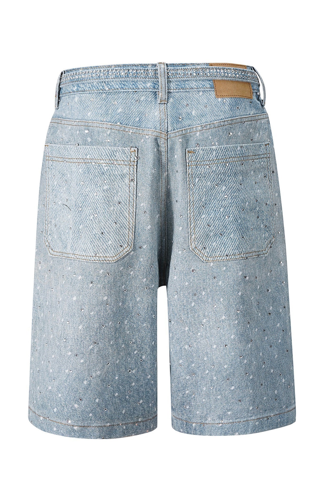 Loose Fit Denim Capri Pants with Rhinestones Lavish Daily