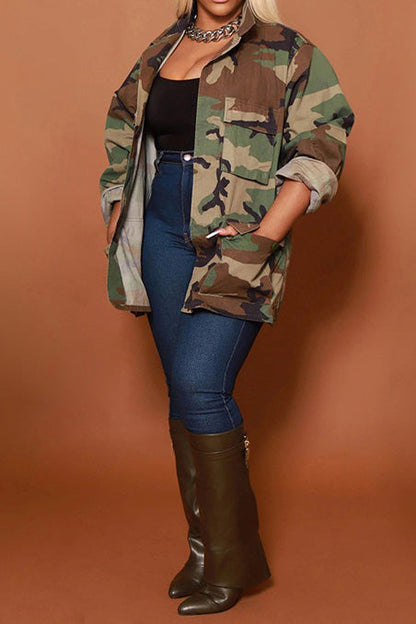Classic Camo Print Multi-Pocket Jacket Lavish Daily