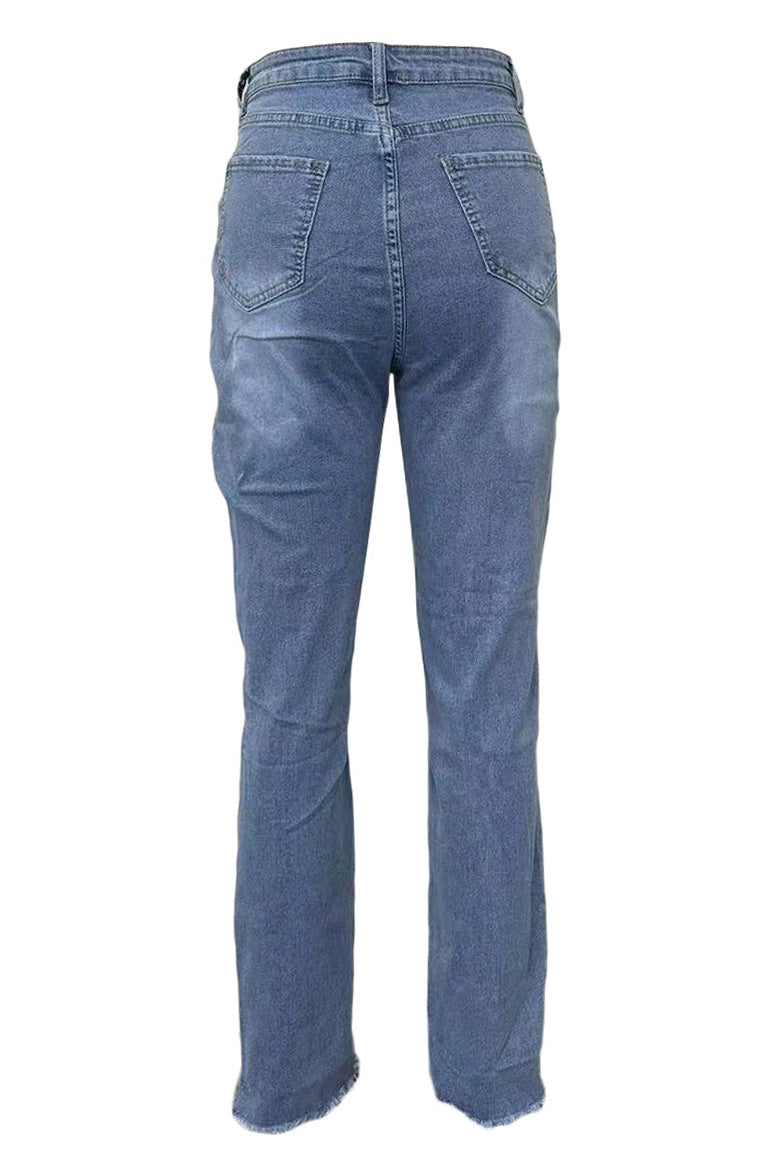 Distressed High Waist Jeans Lavish Daily