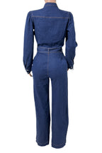 Long-Sleeve Wide-Leg Denim Jumpsuit Lavish Daily