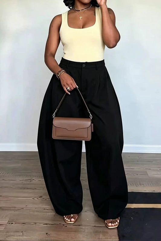 Relaxed Wide Leg Tailored Pants Lavish Daily
