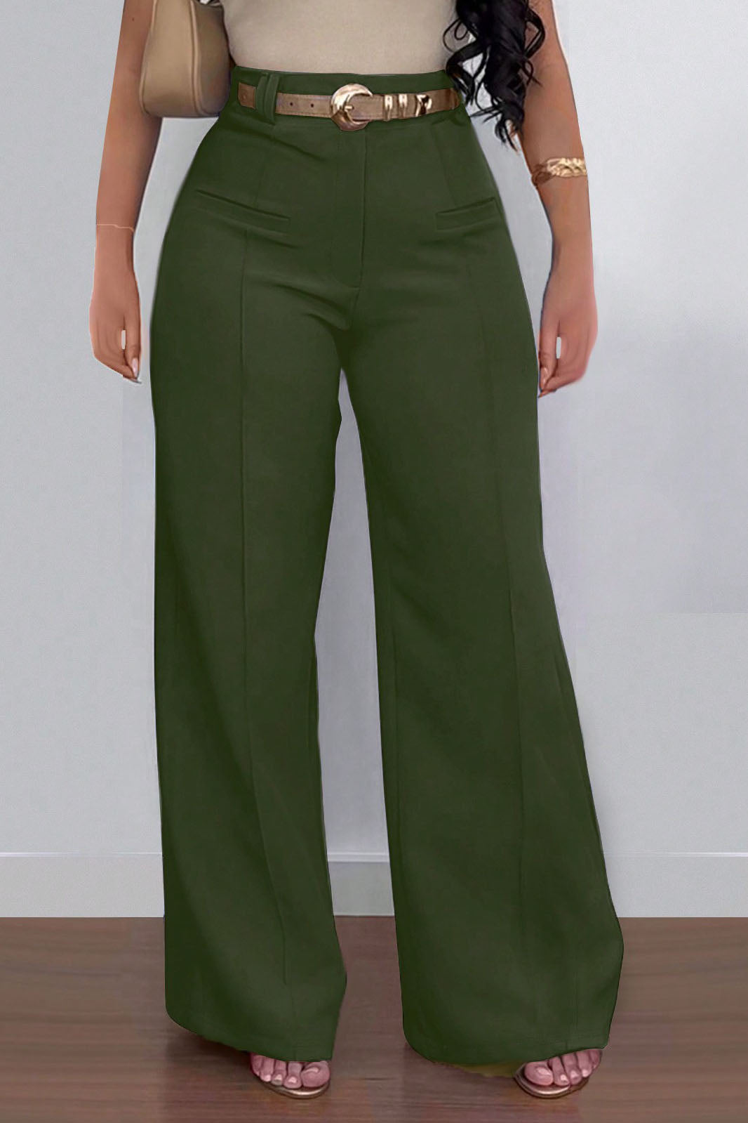 Casual Solid Color Loose Wide-Leg Pants Lavish Daily