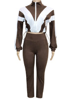 Sporty Color Block 2-Piece Tracksuit Lavish Daily