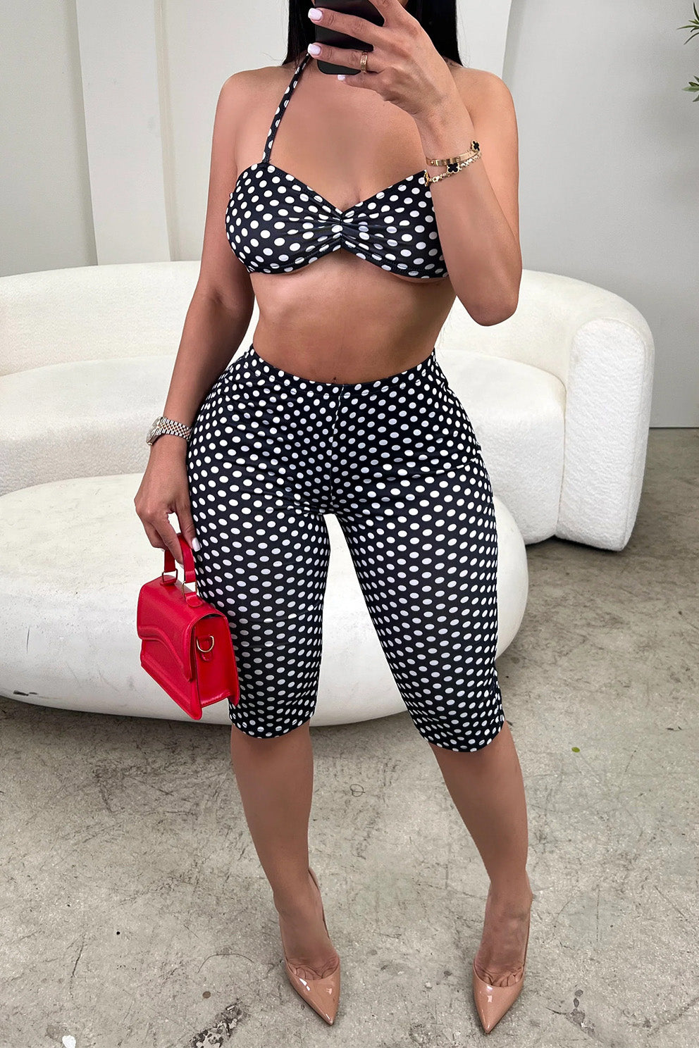 Retro Polka Dot 2-Piece Capri Set Lavish Daily