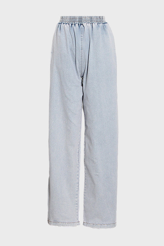 Denim Tube Top Wide Leg Pants Set Lavish Daily